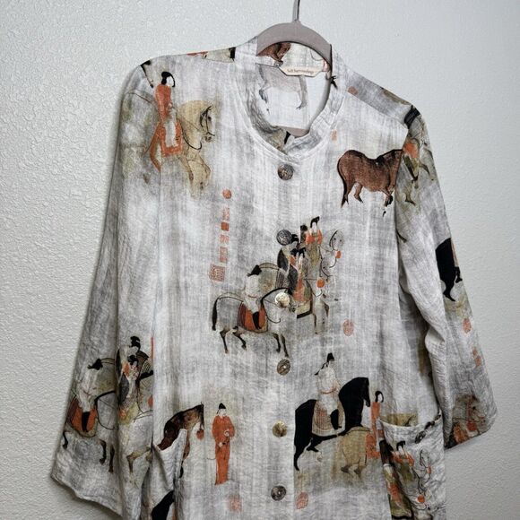 Soft Surroundings Song Dynasty Button Up Shirt Top Tunic Blouse Size Large - Picture 2 of 6